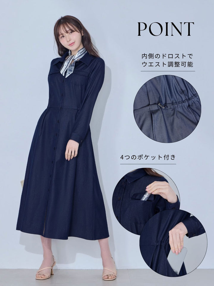 ドロストシャツワンピース 26SS：ホワイト│胸が大きな女性のための