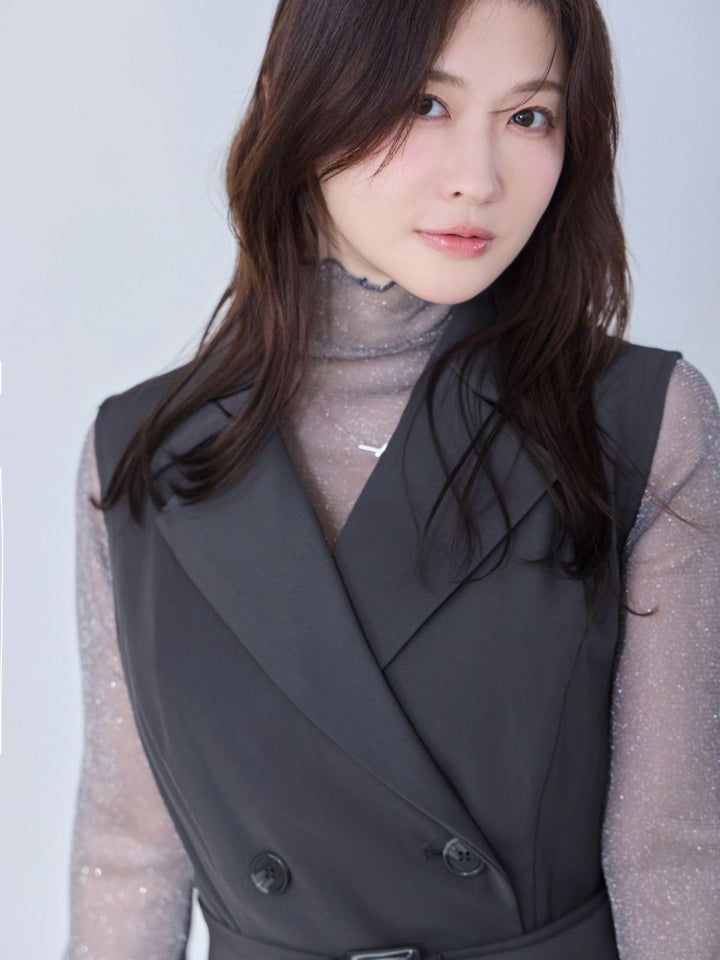 マーメイドトレンチワンピース：チャコール│胸が大きな女性のための
