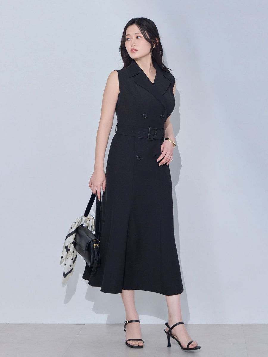 [4/2 22:00発売 期間限定 500円OFF]マーメイドトレンチワンピース：ブラック[102サイズ対応]