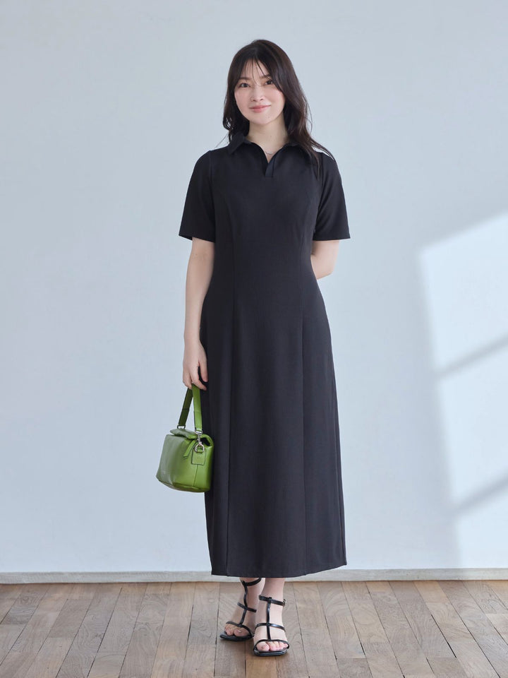 ブッチャーズ　ポロワンピース ブラックS/M セミタイトサマーポロワンピース：ブラック│胸が大きな女性のための