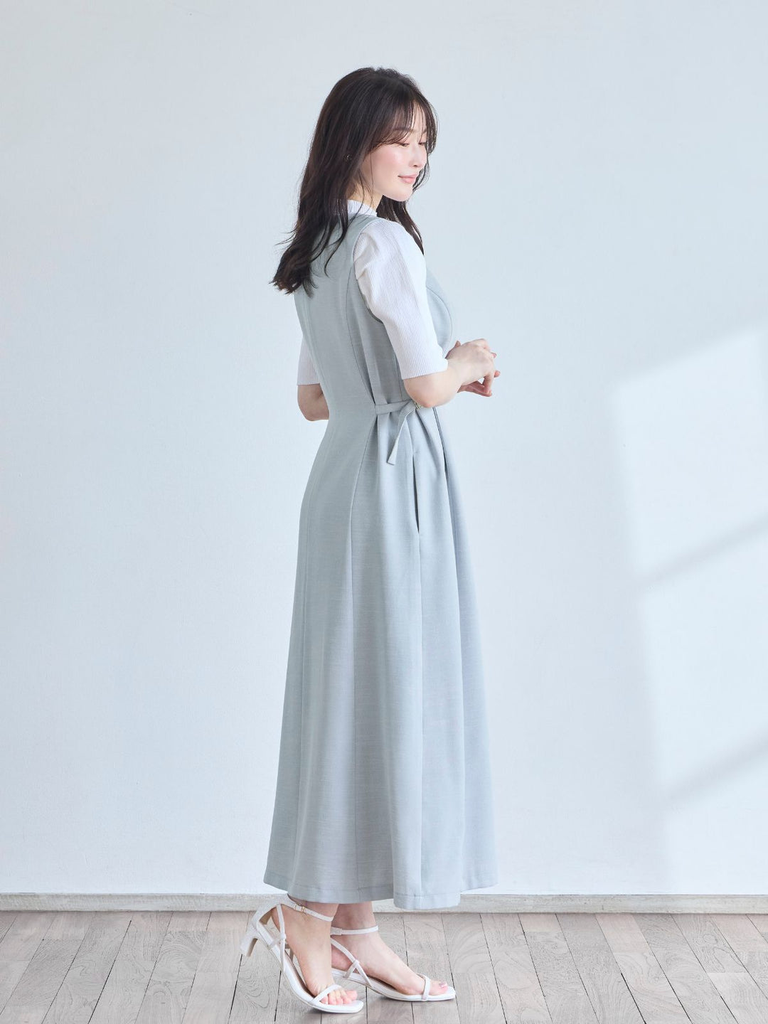 専用です⭐︎ リニースタイルシャンブレーツイルジャンパースカート：サックス│胸が