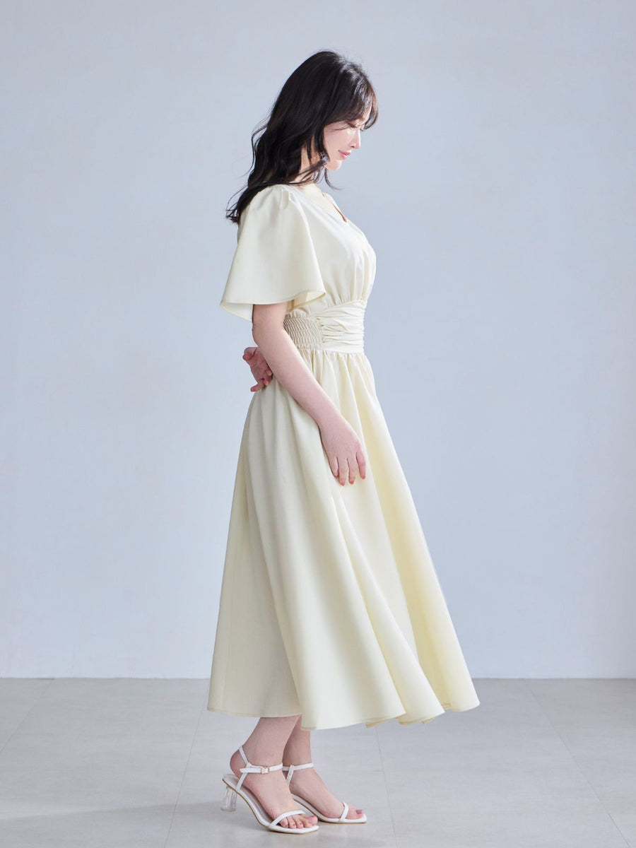[6/18 22:00発売]ウエストシャーリングワンピース 26SS：ミルクイエロー[Tサイズ対応]