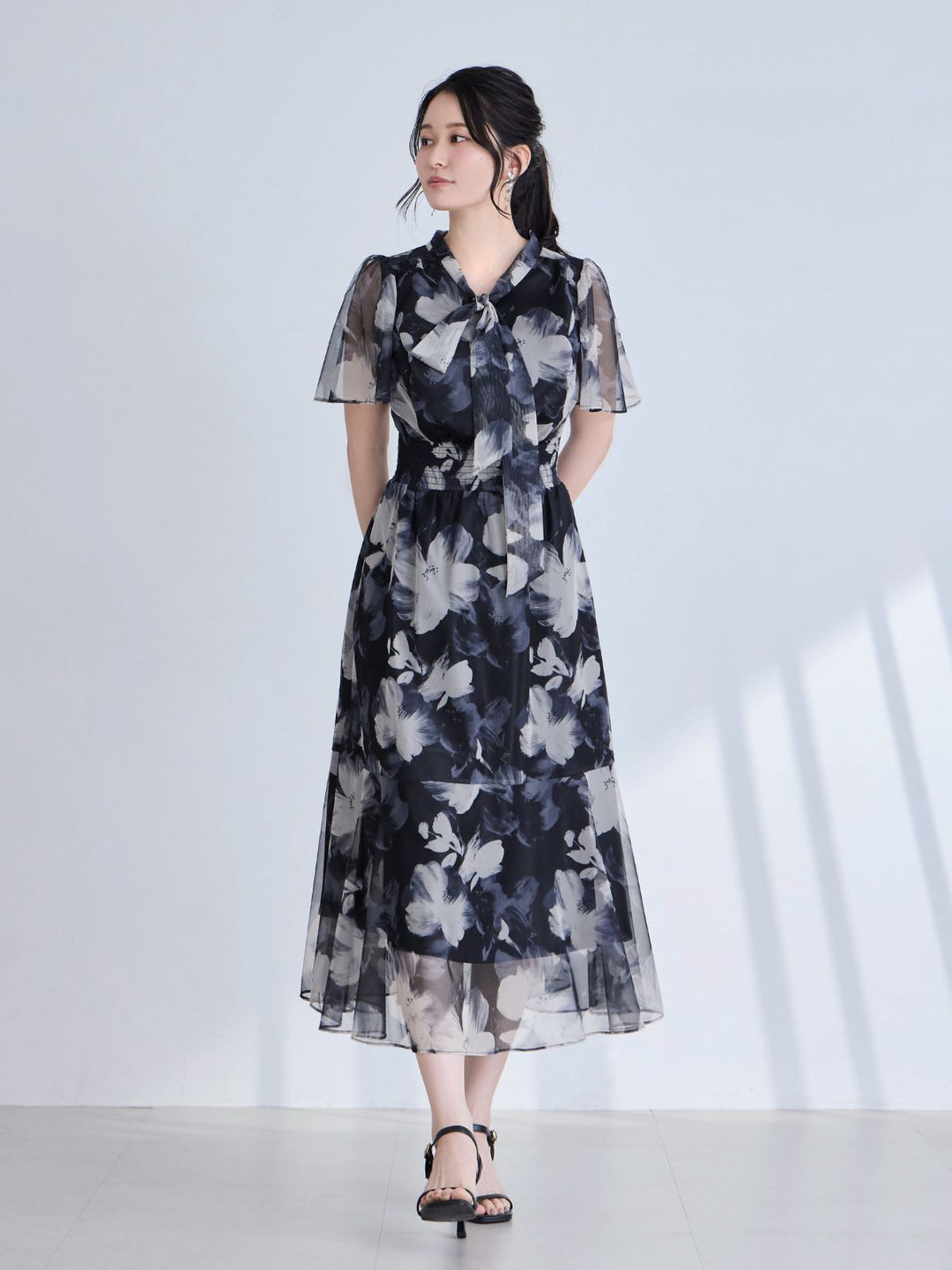 しず プラダ 花柄 ボウタイワンピース DAY CLOSET ワンピース 夏 半袖