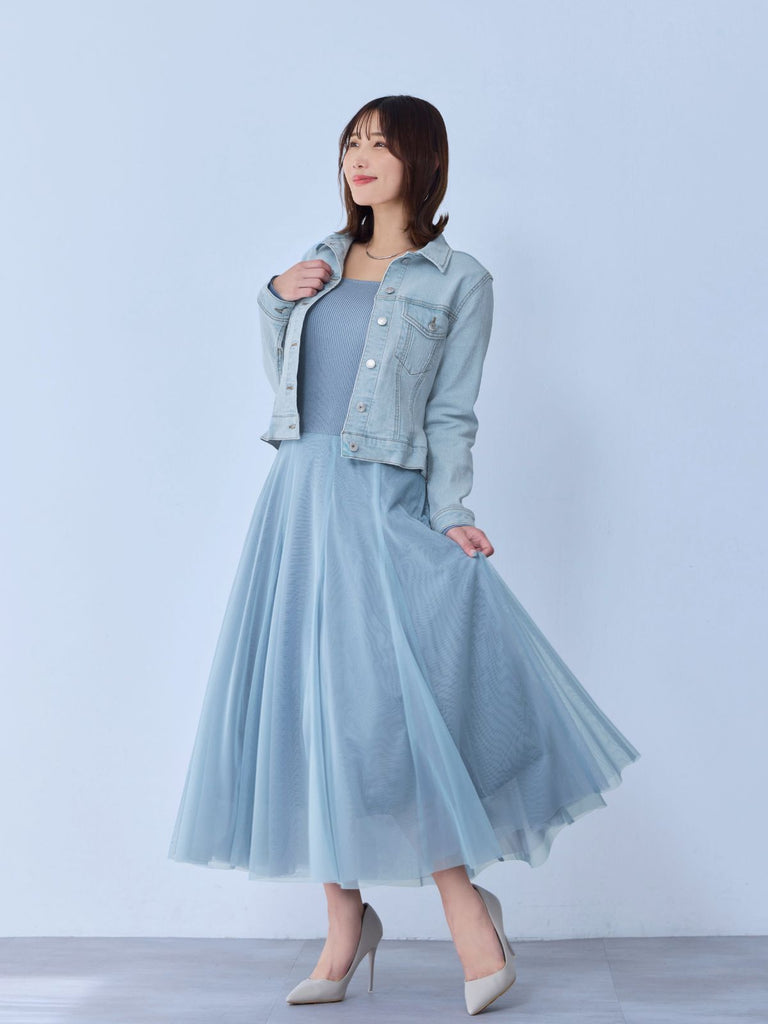 overE カットドッキングワンピース ネイビー 96 カットドッキングワンピース：ネイビー│胸が大きな女性のための