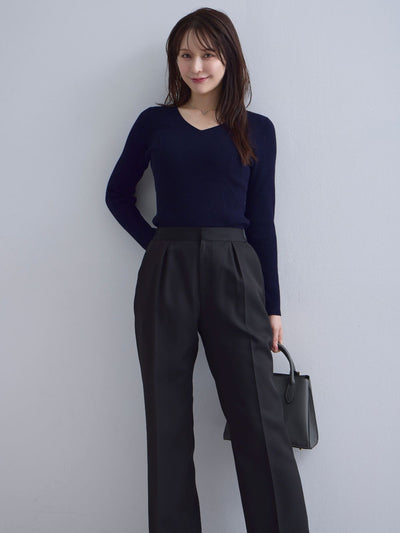 [10/16 22:00発売 期間限定 300円OFF]ハイストレッチジョーゼットパンツ 25AW：ブラック