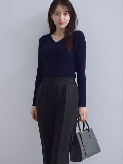 [10/16 22:00発売 期間限定 300円OFF]ハイストレッチジョーゼットパンツ 25AW：ブラック