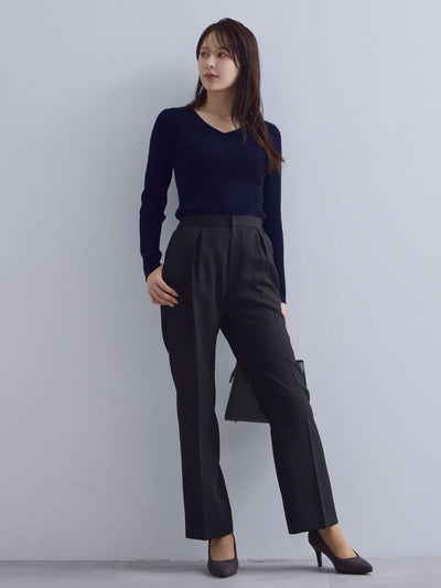 [10/16 22:00発売 期間限定 300円OFF]ハイストレッチジョーゼットパンツ 25AW：ブラック