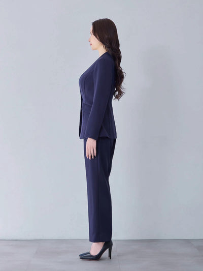 [10/16 22:00発売 期間限定 500円OFF]ノーカラーハイストレッチジョーゼットジャケット 25AW：ブラック[102サイズ対応]