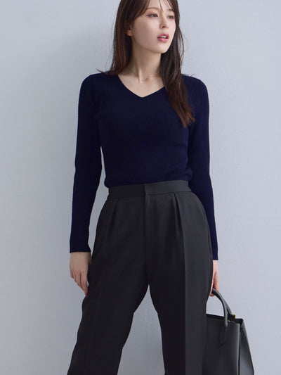 [10/16 22:00発売 期間限定 300円OFF]ハイストレッチジョーゼットパンツ 25AW：ブラック