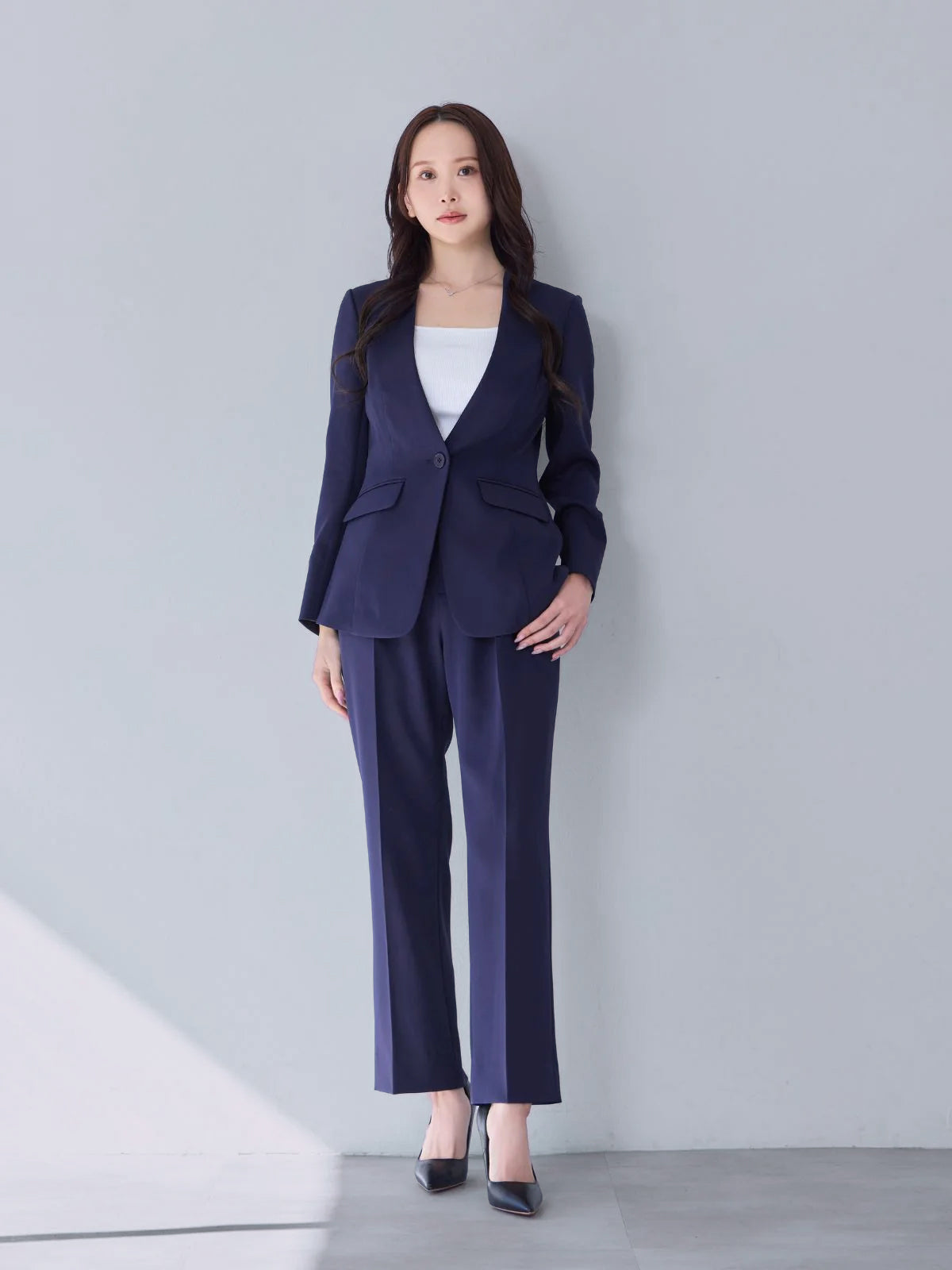 [10/16 22:00再販 期間限定 300円OFF]ハイストレッチジョーゼットパンツ 25AW：ネイビー