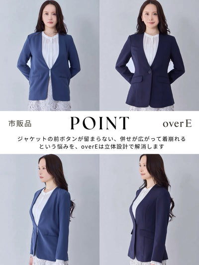 [10/16 22:00発売 期間限定 500円OFF]ノーカラーハイストレッチジョーゼットジャケット 25AW：ブラック[102サイズ対応]