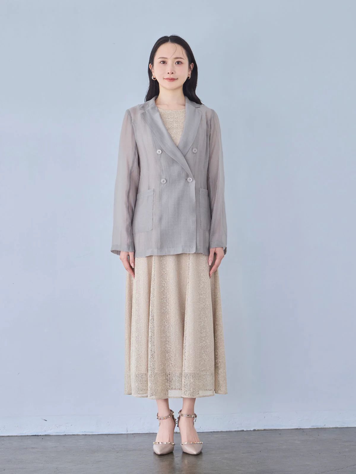 [8/21 22:00発売 期間限定 500円OFF]自然にくびれるシアージャケット：モーブピンク[102サイズ対応]