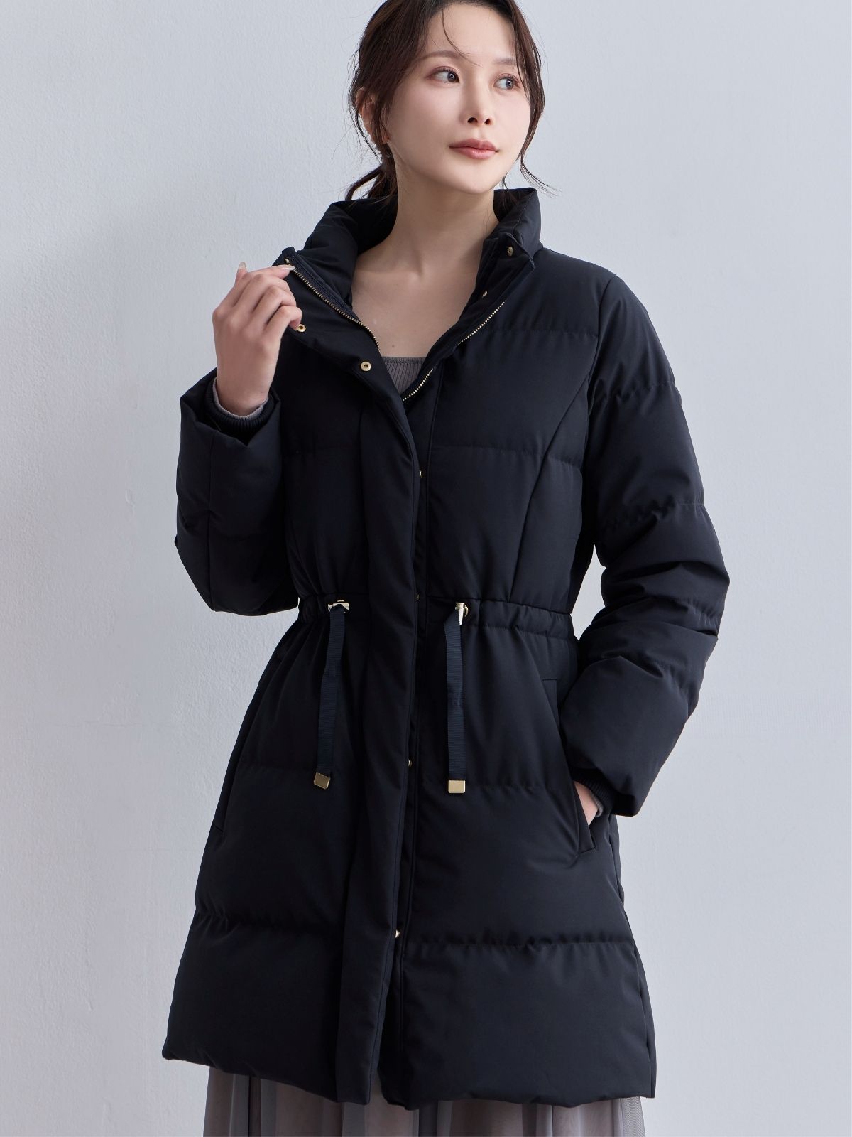 [10/30 22:00発売 期間限定 1500円OFF]ウエストマークストレッチダウンコート：ネイビー[102サイズ対応]