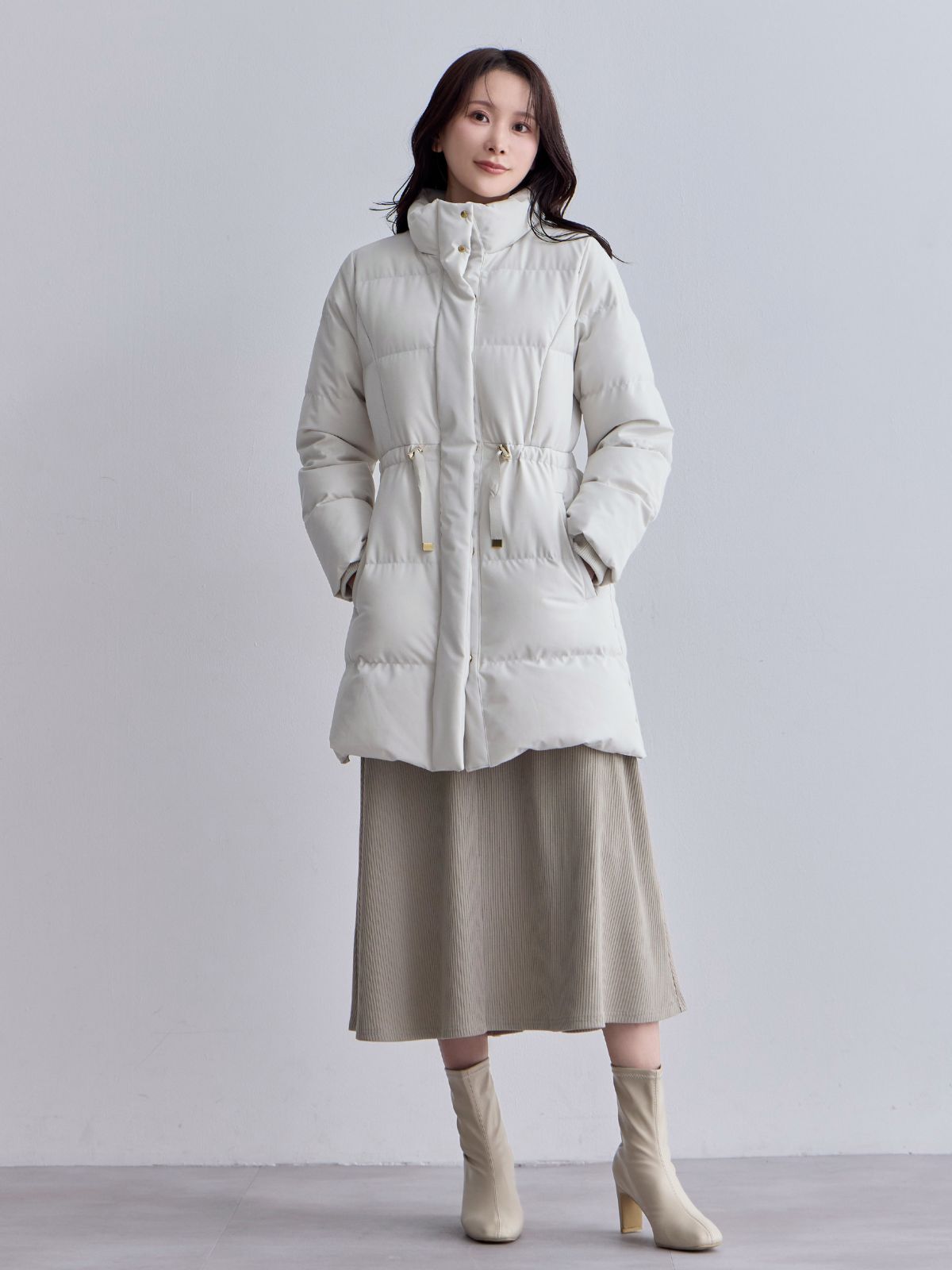 [10/30 22:00発売 期間限定 1500円OFF]ウエストマークストレッチダウンコート：ホワイト[102サイズ対応]