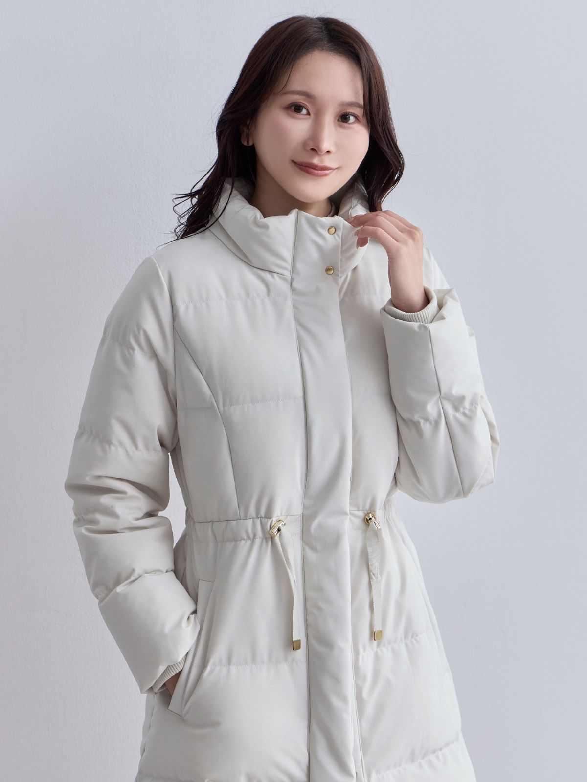 [10/30 22:00発売 期間限定 1500円OFF]ウエストマークストレッチダウンコート：ホワイト[102サイズ対応]