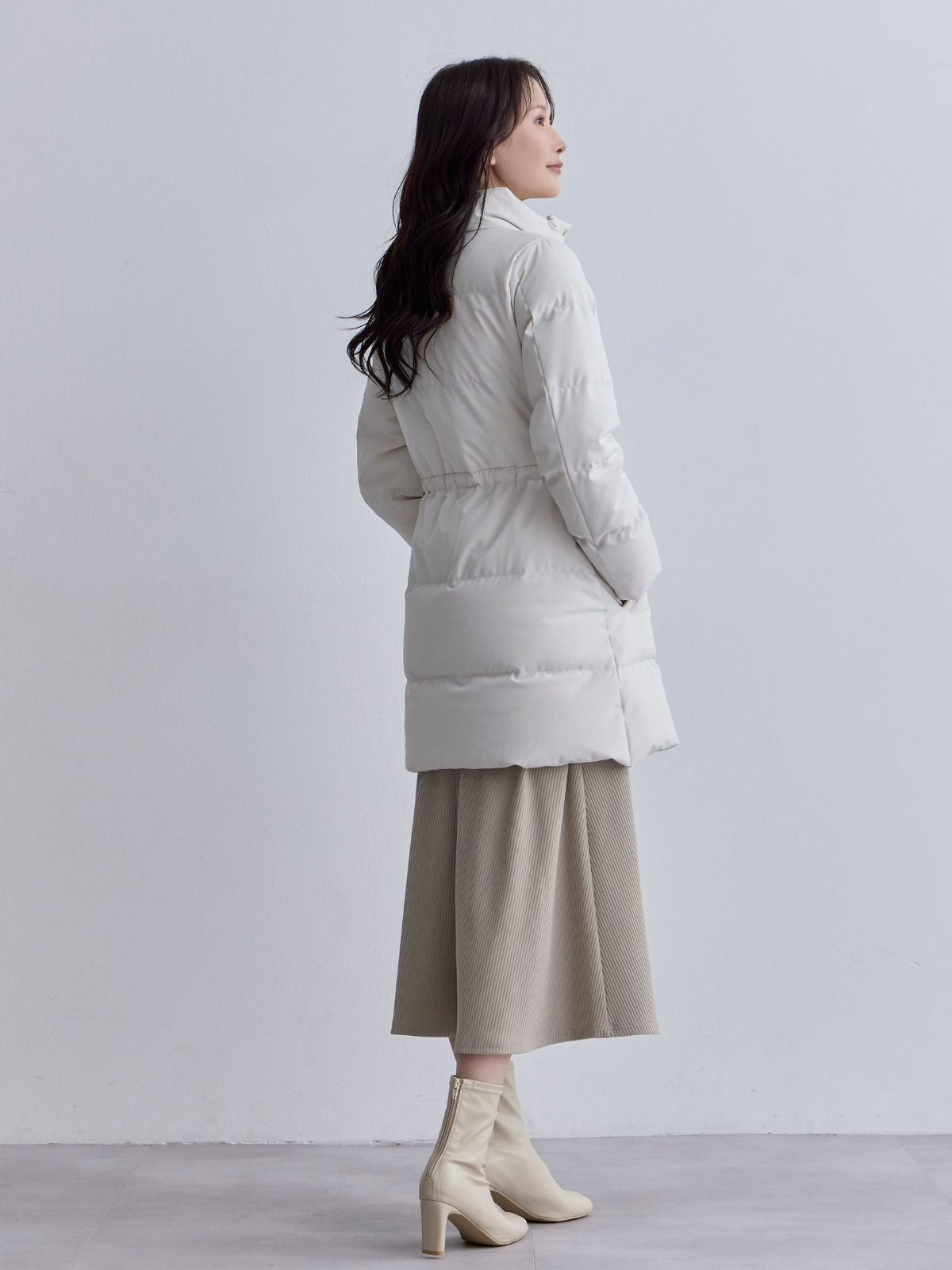 [10/30 22:00発売 期間限定 1500円OFF]ウエストマークストレッチダウンコート：ホワイト[102サイズ対応]