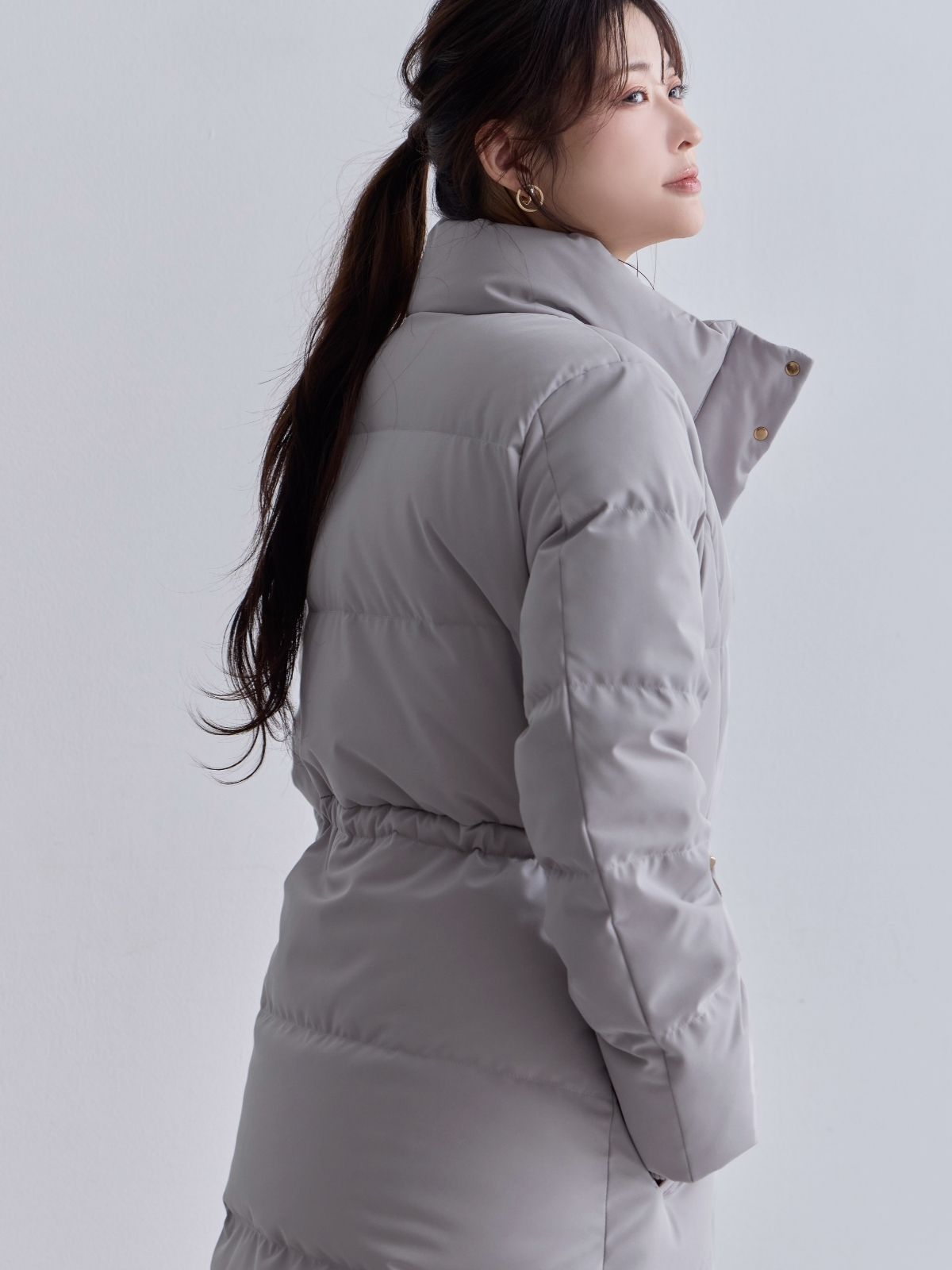 [10/30 22:00発売 期間限定 1500円OFF]ウエストマークストレッチダウンコート：ライトグレー[102サイズ対応]