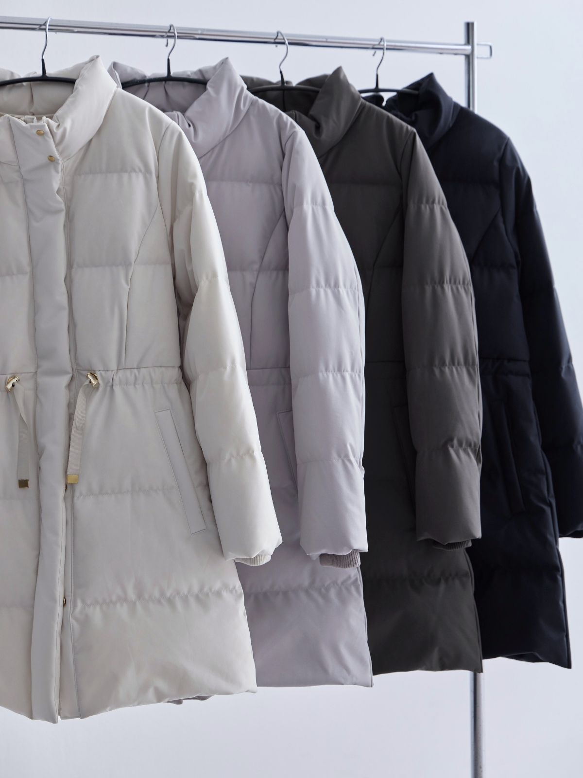 [10/30 22:00発売 期間限定 1500円OFF]ウエストマークストレッチダウンコート：ライトグレー[102サイズ対応]