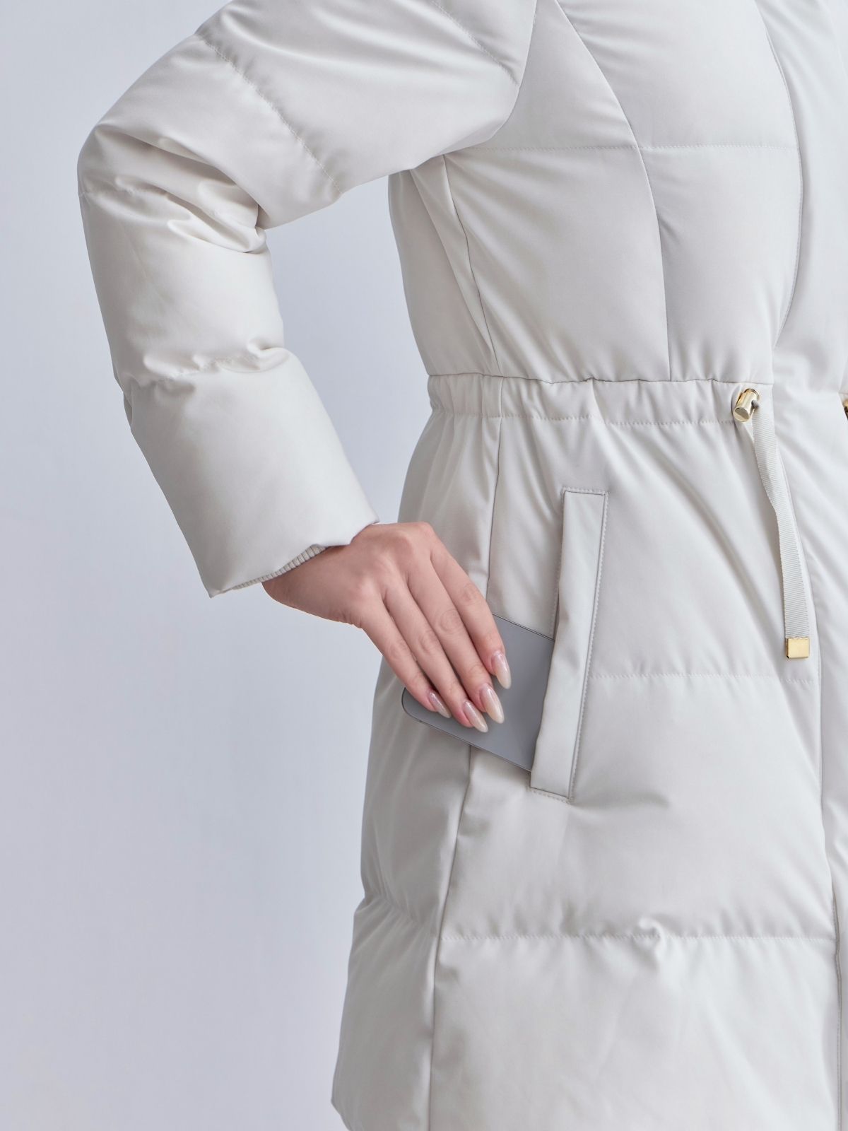 [10/30 22:00発売 期間限定 1500円OFF]ウエストマークストレッチダウンコート：ライトグレー[102サイズ対応]