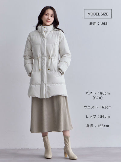 [10/30 22:00発売 期間限定 1500円OFF]ウエストマークストレッチダウンコート：ライトグレー[102サイズ対応]