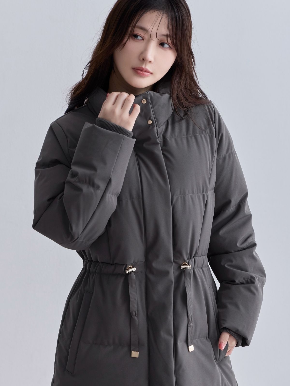 [10/30 22:00発売 期間限定 1500円OFF]ウエストマークストレッチダウンコート：チャコール[102サイズ対応]