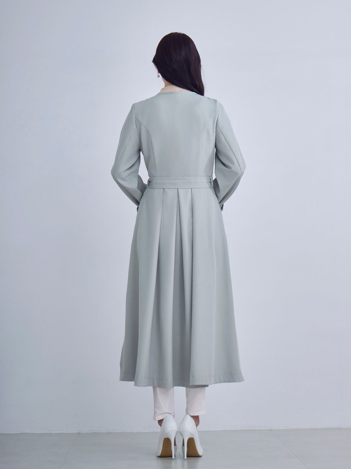 2wayノーカラートレンチコート26SS：ベージュ│胸が大きな女性のための