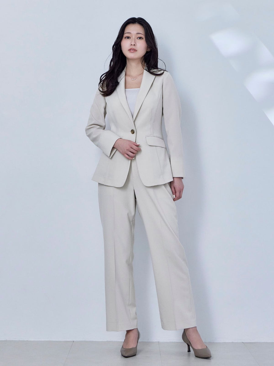 [2/19 22:00発売 期間限定 800円OFF]洗える全方位ストレッチテーラードジャケット：オフホワイト[102サイズ対応/入荷次第発送]