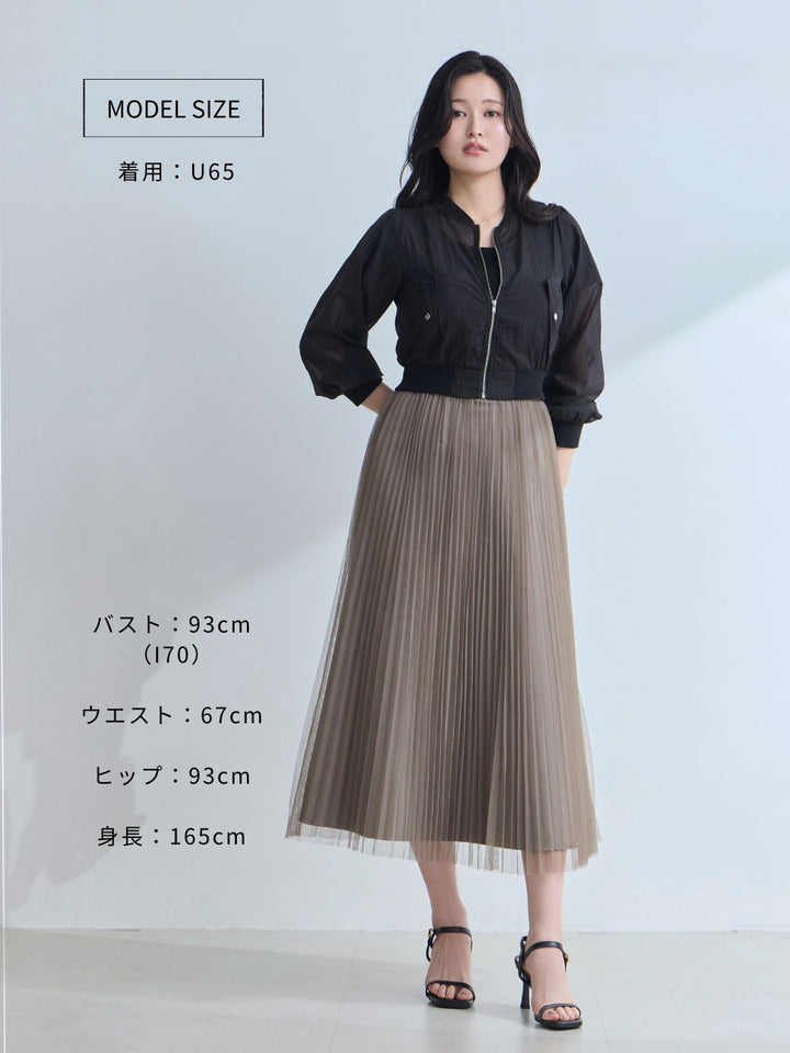 クロップド丈シアーブルゾン：アッシュグレー│胸が大きな女性のための
