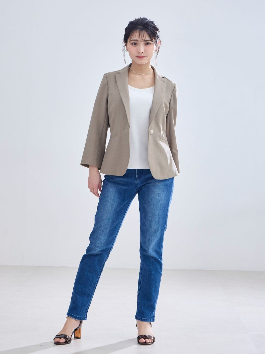 7分袖サマージャケット 26SS：モカ│胸が大きな女性のための