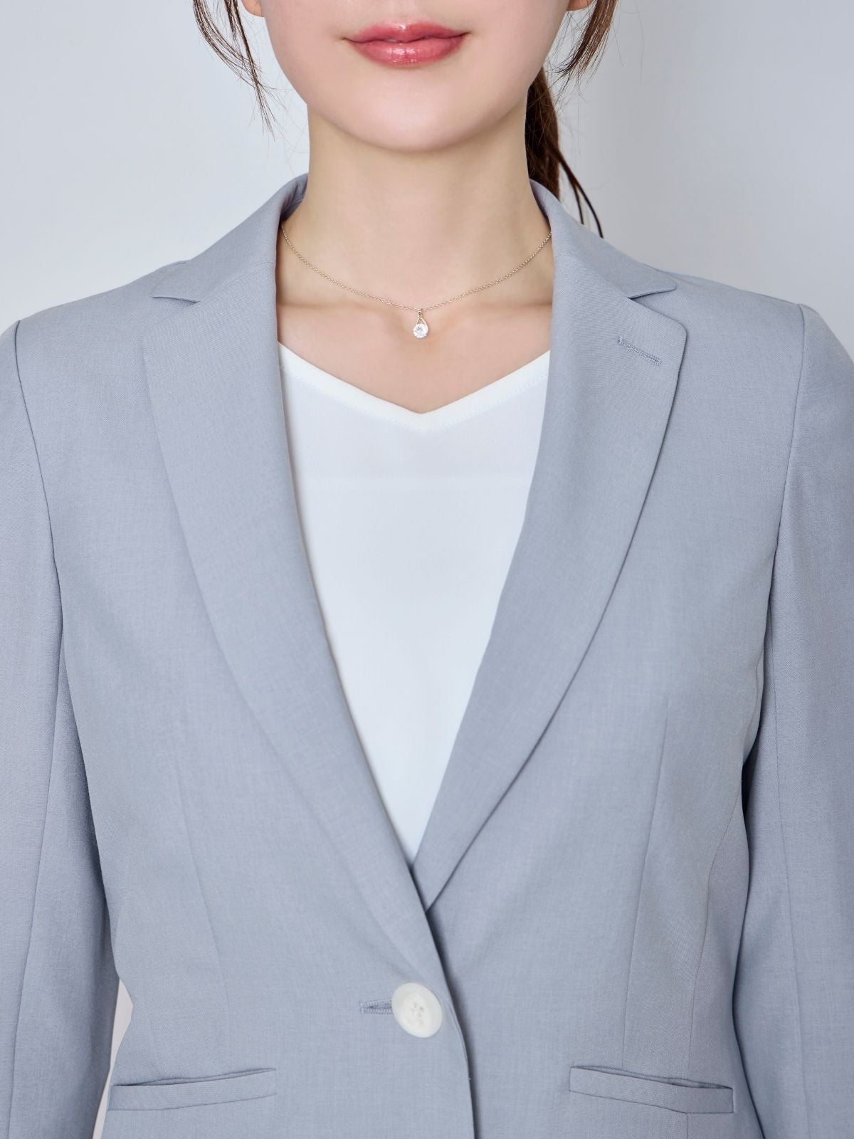 7分袖サマージャケット 26SS：ネイビー│胸が大きな女性のための