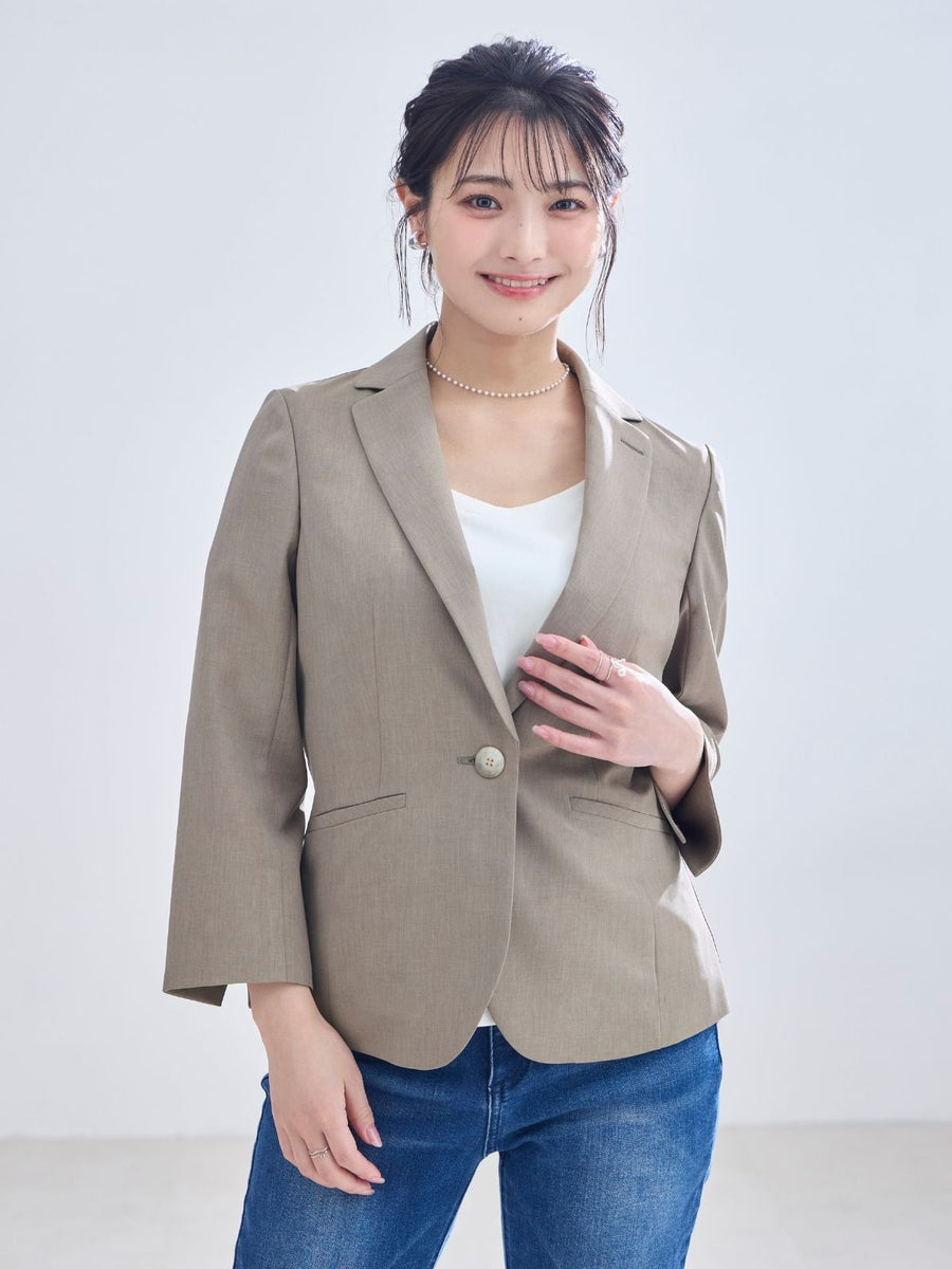 [4/16 22:00発売 期間限定 500円OFF]7分袖サマージャケット 26SS：モカ[102サイズ対応/入荷次第発送]