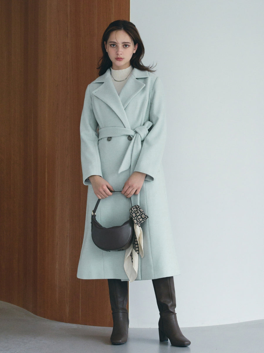 [10/22 22:00発売 期間限定 5%OFF]【ÉTOFIE】Lamb wool-blended classic melton coat：MINT[入荷次第発送]
