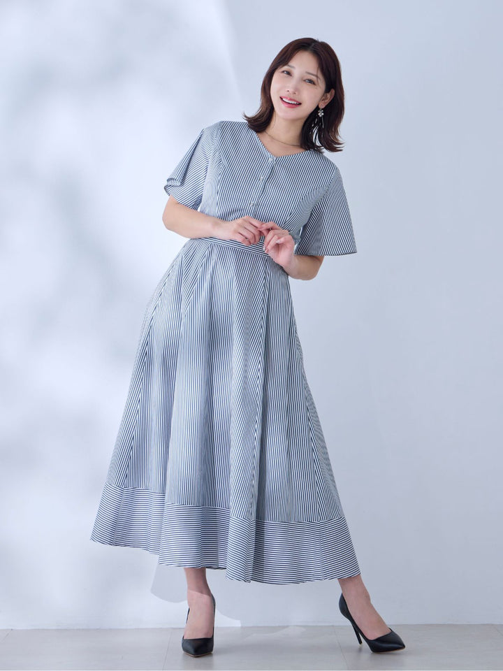 ドルチェ&ガッバーナ コットンカラーブロックストライプ フレアスカート 36 ドルチェ&ガッバーナ コットンカラーブロックストライプ フレア