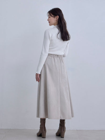 [12/11 22:00発売 期間限定 300円OFF]スエードライクフレアスカート：オフホワイト