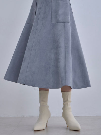 [12/11 22:00発売 期間限定 300円OFF]スエードライクフレアスカート：オフホワイト