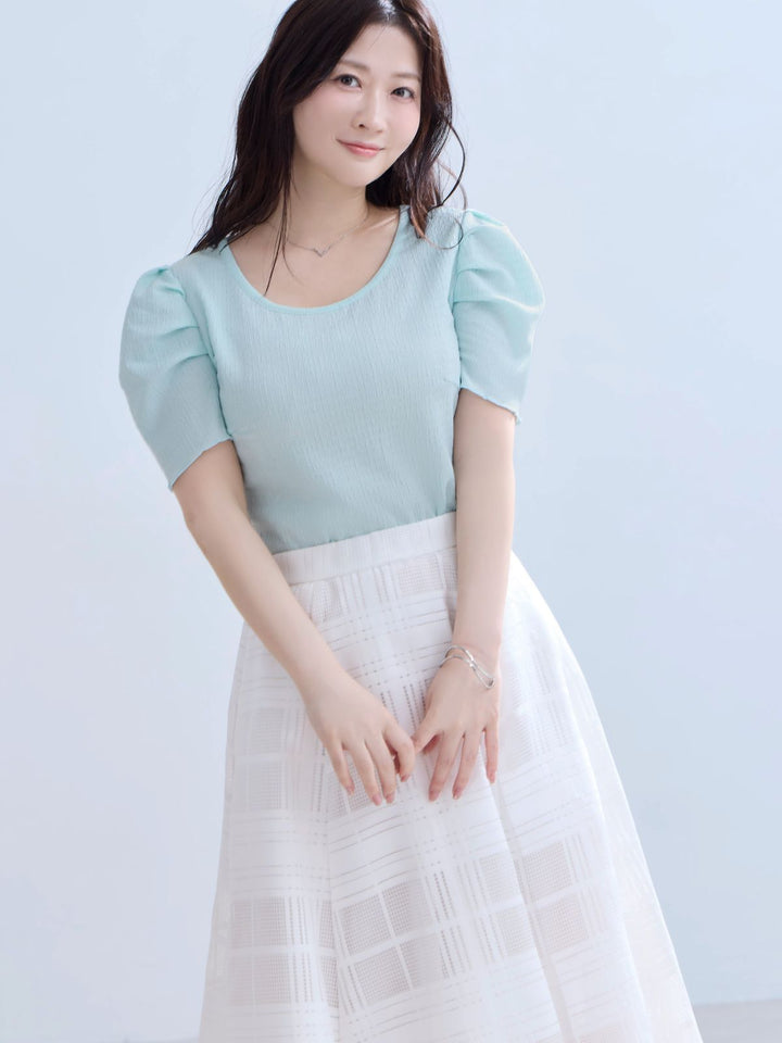 aere 26ssスカート aere 26ssスカート シアーチェックフレアスカート 26SS：ホワイト│胸