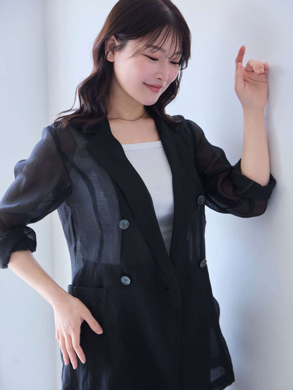 [5/22 22:00発売 期間限定 200円OFF]ブラ紐とまるコットンリブキャミソール：ホワイト[102サイズ対応]