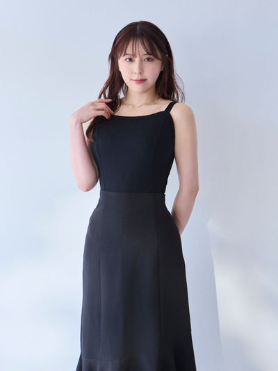 [5/22 22:00発売 期間限定 200円OFF]ブラ紐とまるコットンリブキャミソール：ブラック[102サイズ対応]