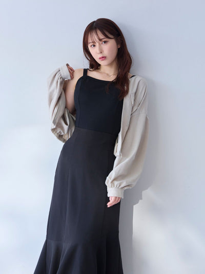 [5/22 22:00発売 期間限定 200円OFF]ブラ紐とまるコットンリブキャミソール：ブラック[102サイズ対応]