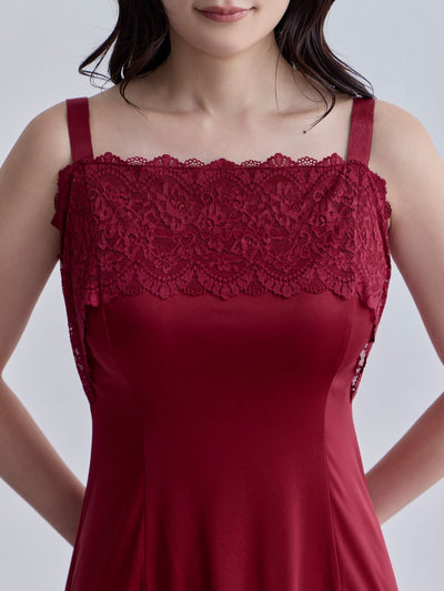 [11/6 22:00販売 期間限定 200円OFF]ブラ紐とまるレースキャミソールスリップ：ネイビー[102サイズ対応]