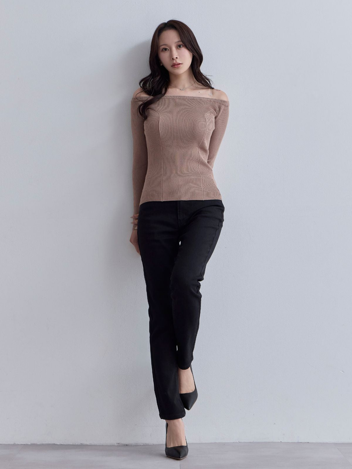 [10/30 22:00発売 期間限定 300円OFF]ウエスト調節できる裏微起毛ストレッチスキニーデニム：ブラック[入荷次第発送]