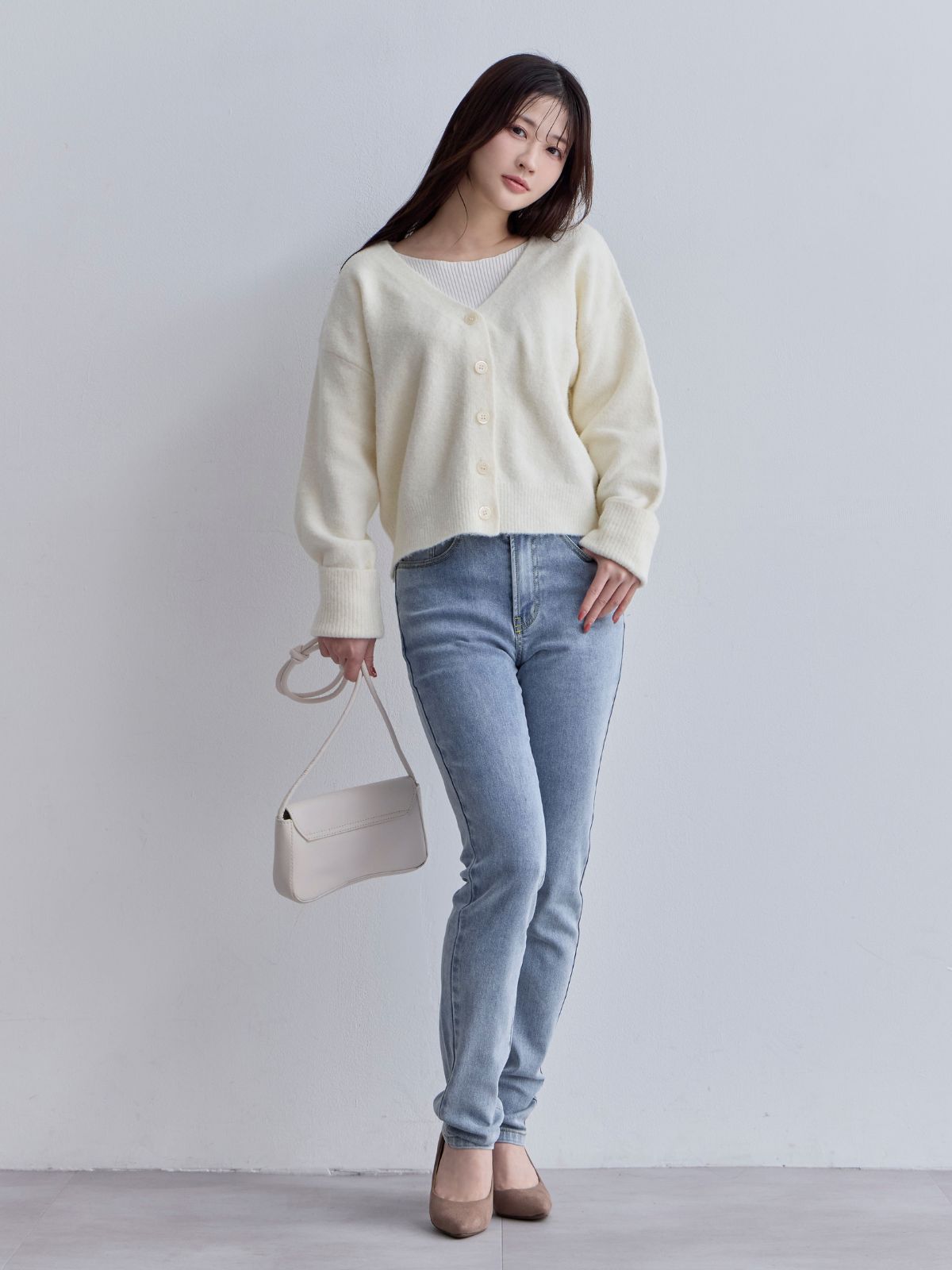 [10/30 22:00発売 期間限定 300円OFF]ウエスト調節できる裏微起毛ストレッチスキニーデニム：ケミカルブルー[入荷次第発送]