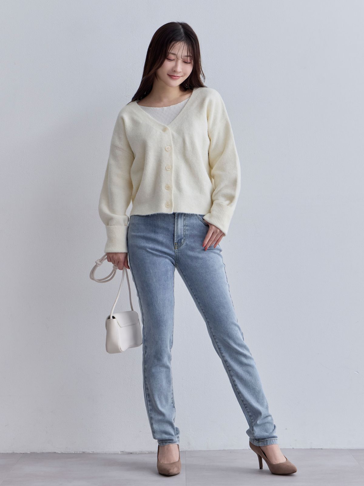 [10/30 22:00発売 期間限定 300円OFF]ウエスト調節できる裏微起毛ストレッチスキニーデニム：ケミカルブルー[入荷次第発送]