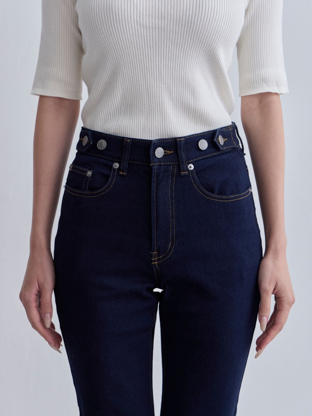 [10/30 22:00発売 期間限定 300円OFF]ウエスト調節できる裏微起毛ストレッチスキニーデニム：ブラック[入荷次第発送]