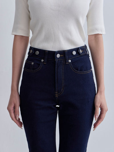 [10/30 22:00発売 期間限定 300円OFF]ウエスト調節できる裏微起毛ストレッチスキニーデニム：ブラック[入荷次第発送]