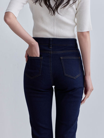 [10/30 22:00発売 期間限定 300円OFF]ウエスト調節できる裏微起毛ストレッチスキニーデニム：ブラック[入荷次第発送]