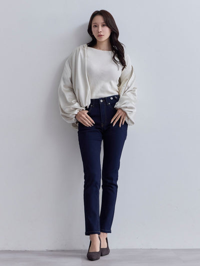 [10/30 22:00発売 期間限定 300円OFF]ウエスト調節できる裏微起毛ストレッチスキニーデニム：インディゴ[入荷次第発送]