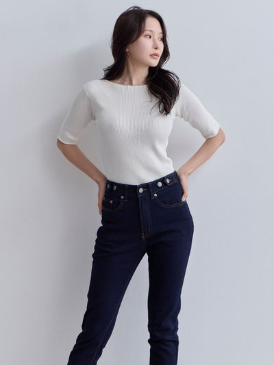 [10/30 22:00発売 期間限定 300円OFF]ウエスト調節できる裏微起毛ストレッチスキニーデニム：インディゴ[入荷次第発送]