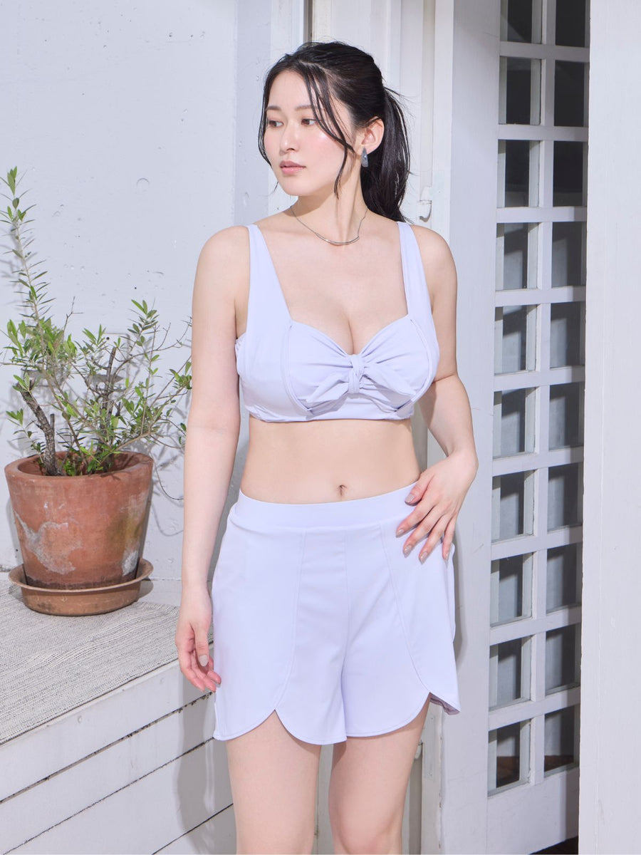 [5/21 22:00発売 期間限定 500円OFF]フラワーヘムスイムショートパンツ：ラベンダー[入荷次第発送]