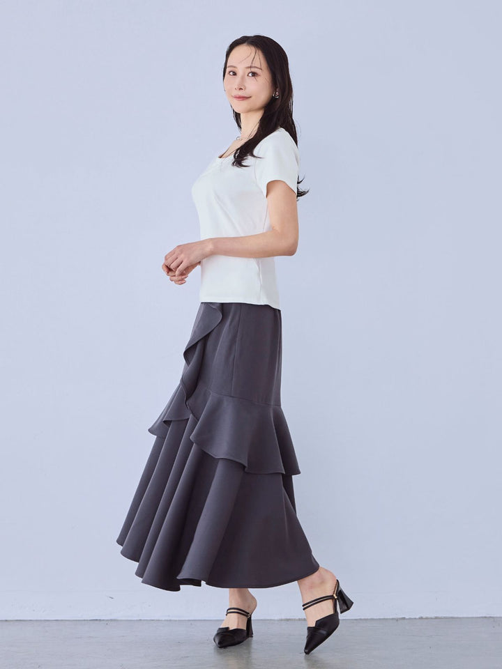 ベーシックラウンドネックTシャツ 25SS：ホワイト│胸が大きな